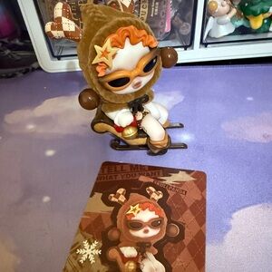 Skullpanda Brown and White Figurine with Card